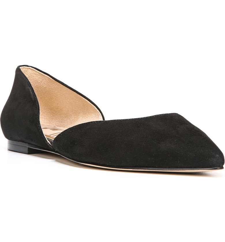 SAM EDELMAN Rodney Pointy Toe d'Orsay Flat, Main, color, BLACK SUEDE